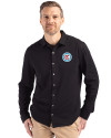 Chicago Fire FC Cutter & Buck Advantage Tri-Blend Eco Soft Pique Long Sleeve Knitted Mens Button Up Black Front Thumbnail Image
