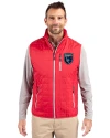 San Jose Earthquakes Cutter & Buck Rainier PrimaLoft® Mens Eco Insulated Full Zip Puffer Vest Red Front Thumbnail Image
