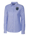 San Jose Earthquakes Cutter & Buck Stretch Oxford Womens Long Sleeve Dress Shirt French Blue Mannequin Thumbnail Image