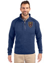 Real Salt Lake Cutter & Buck Mainsail Sweater-Knit Mens Half Zip Pullover Jacket Tour Blue Heather Front Thumbnail Image