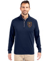 Real Salt Lake Cutter & Buck Adapt Eco Knit Stretch Recycled Mens Quarter Zip Pullover Navy Blue Front Thumbnail Image