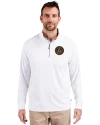 Atlanta United FC - Cutter & Buck Adapt Eco Knit Stretch Recycled Mens Quarter Zip Pullover White Front Thumbnail Image