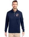 FC Dallas Cutter & Buck Adapt Eco Knit Stretch Recycled Mens Quarter Zip Pullover Navy Blue Front Thumbnail Image