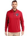 FC Dallas Cutter & Buck Adapt Eco Knit Stretch Recycled Mens Quarter Zip Pullover Red Front Thumbnail Image
