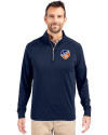 View image 16: FC Cincinnati Cutter & Buck Adapt Recycled Soft Knit Stretch  Mens Quarter Zip Pullover Navy Blue Front