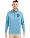 New York City FC Cutter & Buck Adapt Eco Knit Stretch Recycled Mens Quarter Zip Pullover Atlas Light Blue Front Thumbnail Image