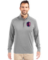 St. Louis City SC Cutter & Buck Adapt Eco Knit Stretch Recycled Mens Quarter Zip Pullover Polished Medium Gray Front Thumbnail Image