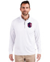 View image 13: St. Louis City SC Cutter & Buck Adapt Recycled Soft Knit Stretch  Mens Quarter Zip Pullover White Front