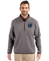 San Jose Earthquakes Cutter & Buck Cascade Eco Fleece Mens Quarter Zip Jacket Elemental Grey/Black Front Thumbnail Image