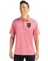 Real Salt Lake Cutter & Buck Forge Eco Heather Stripe Stretch Recycled Mens Big & Tall Polo Cardinal Red Heather Front Thumbnail Image