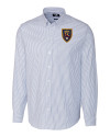 Real Salt Lake Cutter & Buck Stretch Oxford Stripe Mens Big and Tall Long Sleeve Dress Shirt French Blue Mannequin Thumbnail Image