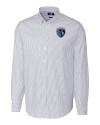 Sporting Kansas City Cutter & Buck Stretch Oxford Stripe Mens Big and Tall Long Sleeve Dress Shirt Light Blue Mannequin Thumbnail Image
