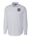 New York City FC Cutter & Buck Stretch Oxford Stripe Mens Big and Tall Long Sleeve Dress Shirt Light Blue Mannequin Thumbnail Image