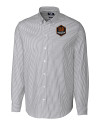 Houston Dynamo FC Cutter & Buck Stretch Oxford Stripe Mens Big and Tall Long Sleeve Dress Shirt Charcoal Mannequin Thumbnail Image