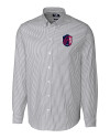 St. Louis City SC Cutter & Buck Stretch Oxford Stripe Mens Big and Tall Long Sleeve Dress Shirt Charcoal Mannequin Thumbnail Image