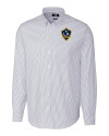 View image 5: LA Galaxy Cutter & Buck Easy Care Stretch Oxford Stripe Mens Long Sleeve Button Down Shirt Light Blue Mannequin