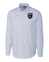 San Jose Earthquakes Cutter & Buck Stretch Oxford Stripe Mens Long Sleeve Dress Shirt French Blue Mannequin Thumbnail Image