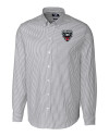 D.C. United Cutter & Buck Stretch Oxford Stripe Mens Long Sleeve Dress Shirt Charcoal Mannequin Thumbnail Image