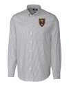 View image 2: Real Salt Lake Cutter & Buck Easy Care Stretch Oxford Stripe Mens Long Sleeve Button Down Shirt Charcoal Mannequin