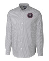 View image 2: Inter Miami CF Cutter & Buck Easy Care Stretch Oxford Stripe Mens Long Sleeve Button Down Shirt Charcoal Mannequin