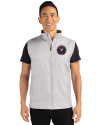 Inter Miami CF Cutter & Buck Stealth Hybrid Quilted Mens Big and Tall Windbreaker Vest Polished Medium Gray Front Thumbnail Image