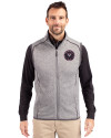 Inter Miami CF Cutter & Buck Mainsail Sweater-Knit Mens Full Zip Vest Polished Heather Front Thumbnail Image