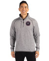 Inter Miami CF Cutter & Buck Mainsail Sweater-Knit Mens Big and Tall Half Zip Pullover Jacket Polished Heather Front Thumbnail Image