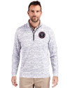 Inter Miami CF Cutter & Buck Traverse Stretch Eco Camo Print Quarter Zip Mens Pullover Charcoal Front Thumbnail Image
