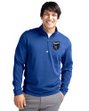 San Jose Earthquakes Cutter & Buck Traverse Stretch Eco Quarter Zip Mens Pullover Tour Blue Front Thumbnail Image