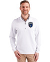 San Jose Earthquakes Cutter & Buck Traverse Stretch Eco Quarter Zip Mens Pullover White Front Thumbnail Image