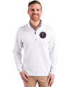 Inter Miami CF Cutter & Buck Traverse Stretch Eco Quarter Zip Mens Pullover White Front Thumbnail Image