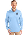 Vancouver Whitecaps FC Cutter & Buck Traverse Stretch Eco Quarter Zip Mens Pullover Atlas Light Blue Front Thumbnail Image