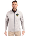 LA Galaxy Cutter & Buck Adapt Eco Knit Hybrid Recycled Mens Full Zip Jacket Polished Medium Gray Front Thumbnail Image