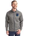 San Jose Earthquakes Cutter & Buck Adapt Eco Knit Hybrid Recycled Mens Full Zip Jacket Elemental Grey Front Thumbnail Image