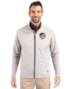 FC Cincinnati Cutter & Buck Adapt Eco Knit Hybrid Recycled Mens Full Zip Jacket Polished Medium Gray Front Thumbnail Image