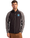 Charlotte FC Cutter & Buck Adapt Eco Knit Hybrid Recycled Mens Full Zip Jacket Black Heather/Black Front Thumbnail Image