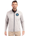 Charlotte FC Cutter & Buck Adapt Eco Knit Hybrid Recycled Mens Full Zip Jacket Polished Medium Gray Front Thumbnail Image