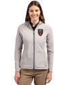 Real Salt Lake Cutter & Buck Adapt Eco Knit Hybrid Recycled Womens Full Zip Jacket Polished Medium Gray Front Thumbnail Image