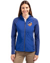FC Cincinnati Cutter & Buck Adapt Eco Knit Hybrid Recycled Womens Full Zip Jacket Tour Blue Front Thumbnail Image
