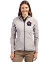 Inter Miami CF Cutter & Buck Adapt Eco Knit Hybrid Recycled Womens Full Zip Jacket Polished Medium Gray Front Thumbnail Image
