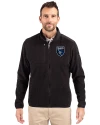 San Jose Earthquakes Cutter & Buck Cascade Eco Fleece Mens Full Zip Jacket Black Front Thumbnail Image
