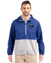 San Jose Earthquakes Cutter & Buck Charter Eco Recycled Mens Anorak Jacket Tour Blue/Polished Front Thumbnail Image