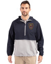 Real Salt Lake Cutter & Buck Charter Eco Recycled Mens Anorak Jacket Navy Blue/Polished Front Thumbnail Image