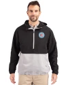 View image 4: Chicago Fire FC Cutter & Buck Charter Recycled Packable Mens Half Zip Anorak Jacket Black/Polished Front