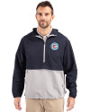 View image 10: Chicago Fire FC Cutter & Buck Charter Recycled Packable Mens Half Zip Anorak Jacket Navy Blue/Polished Front