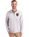Real Salt Lake Cutter & Buck Virtue Eco Pique Micro Stripe Recycled Mens Quarter Zip Polished/White Front Thumbnail Image