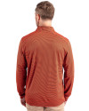New York City FC Cutter & Buck Virtue Eco Pique Micro Stripe Recycled Mens Quarter Zip College Orange/Navy Blue Back Thumbnail Image