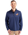 FC Cincinnati Cutter & Buck Virtue Eco Pique Micro Stripe Recycled Mens Quarter Zip Tour Blue/Black Front Thumbnail Image