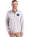 CF Montréal Cutter & Buck Virtue Eco Pique Micro Stripe Recycled Mens Quarter Zip Polished/White Front Thumbnail Image
