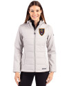 Real Salt Lake Cutter & Buck Evoke Hybrid Softshell Recycled Full Zip Womens Hooded Jacket CONCRETE Front Thumbnail Image